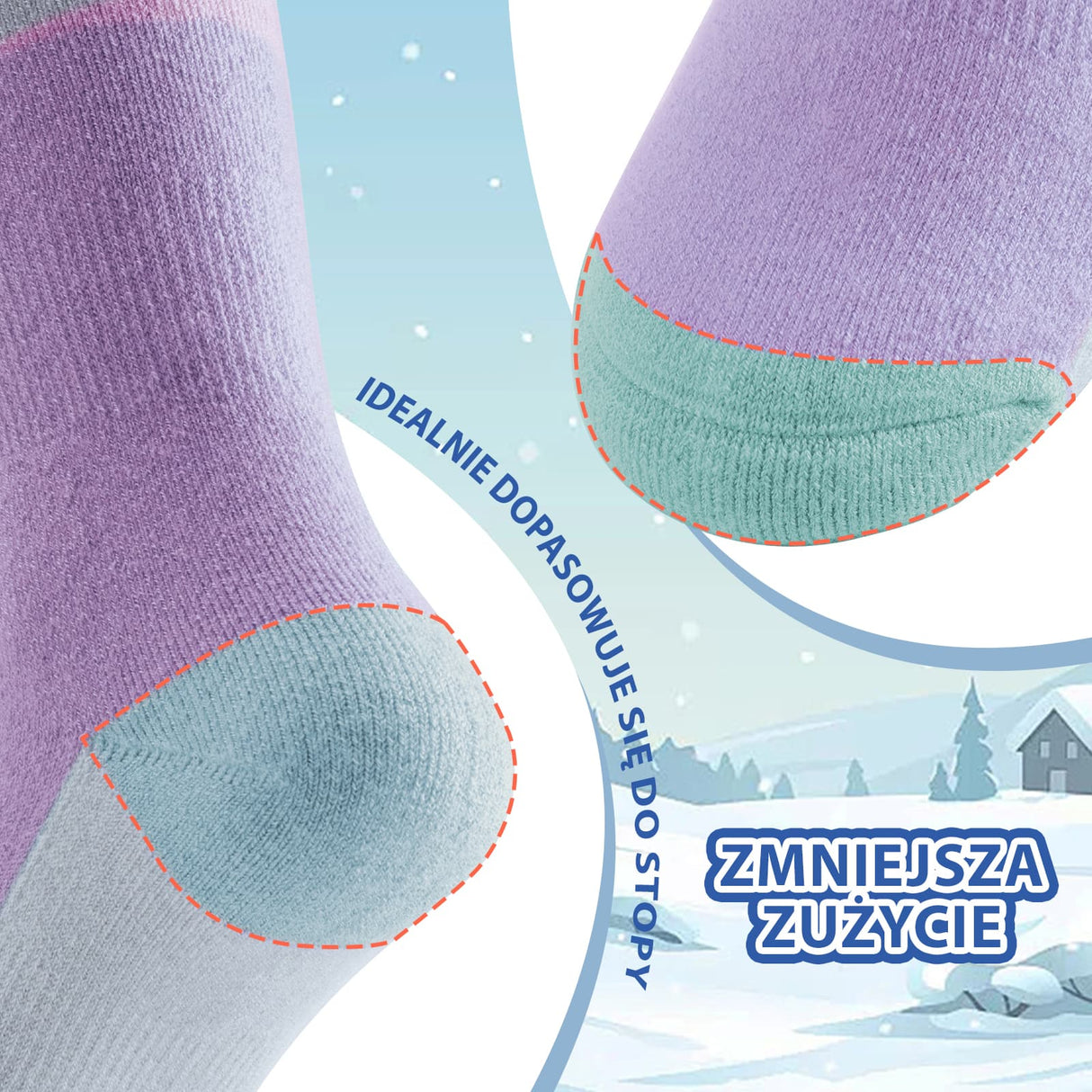 Qunature Qunature Wełniane Skarpety Narciarskie Dla Dzieci-Q23-011 Skarpetka