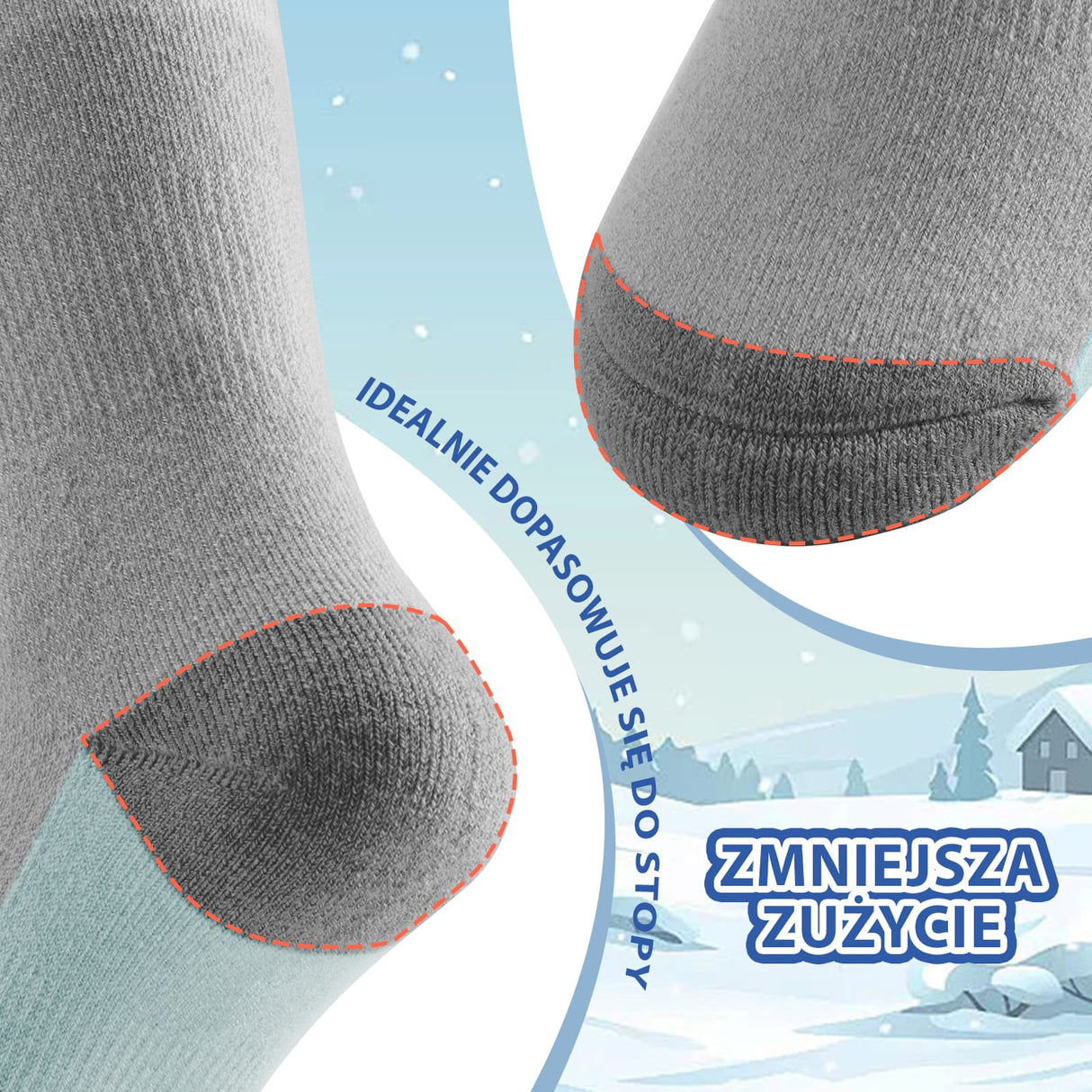 Qunature Qunature Wełniane Skarpety Narciarskie Dla Dzieci-Q23-011 Skarpetka