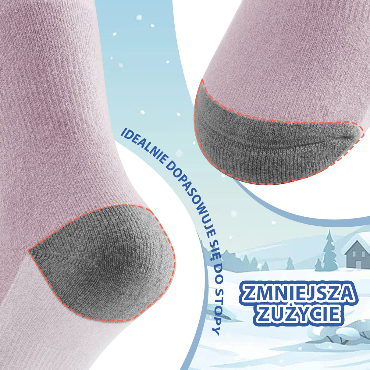 Qunature Qunature Wełniane Skarpety Narciarskie Dla Dzieci-Q23-011 Skarpetka