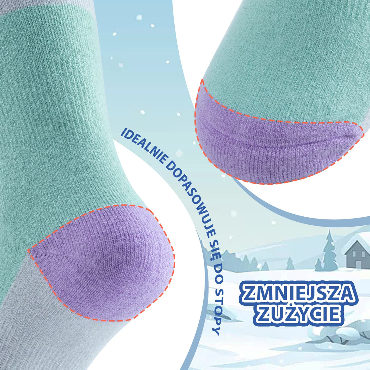 Qunature Qunature Wełniane Skarpety Narciarskie Dla Dzieci-Q23-011 Skarpetka