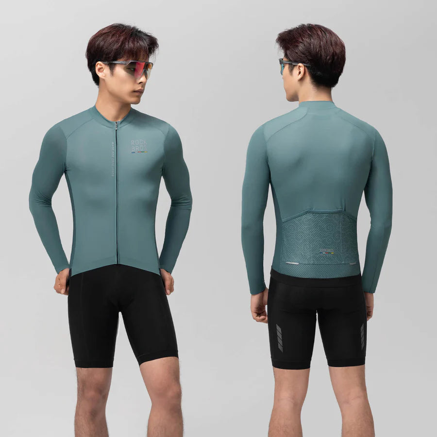 ROCKBROS ROAD TO SKY Męska Koszulka Kolarska Z Długim Rękawem, Żółto Niebieska Koszulki