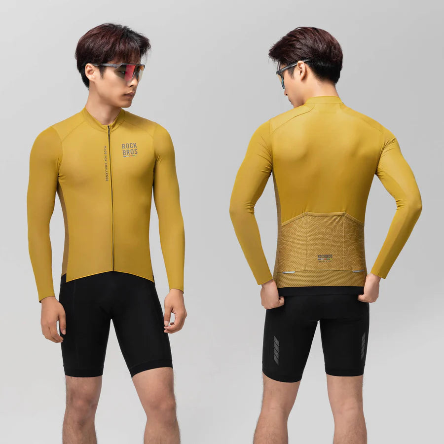 ROCKBROS ROAD TO SKY Męska Koszulka Kolarska Z Długim Rękawem, Żółto Niebieska Koszulki