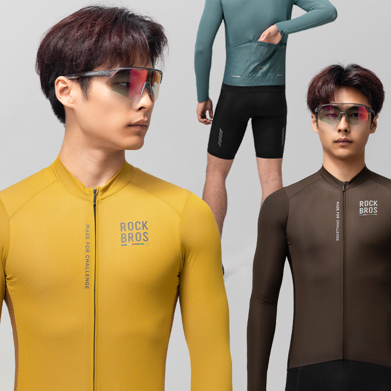 ROCKBROS ROAD TO SKY Męska Koszulka Kolarska Z Długim Rękawem, Żółto Niebieska Koszulki
