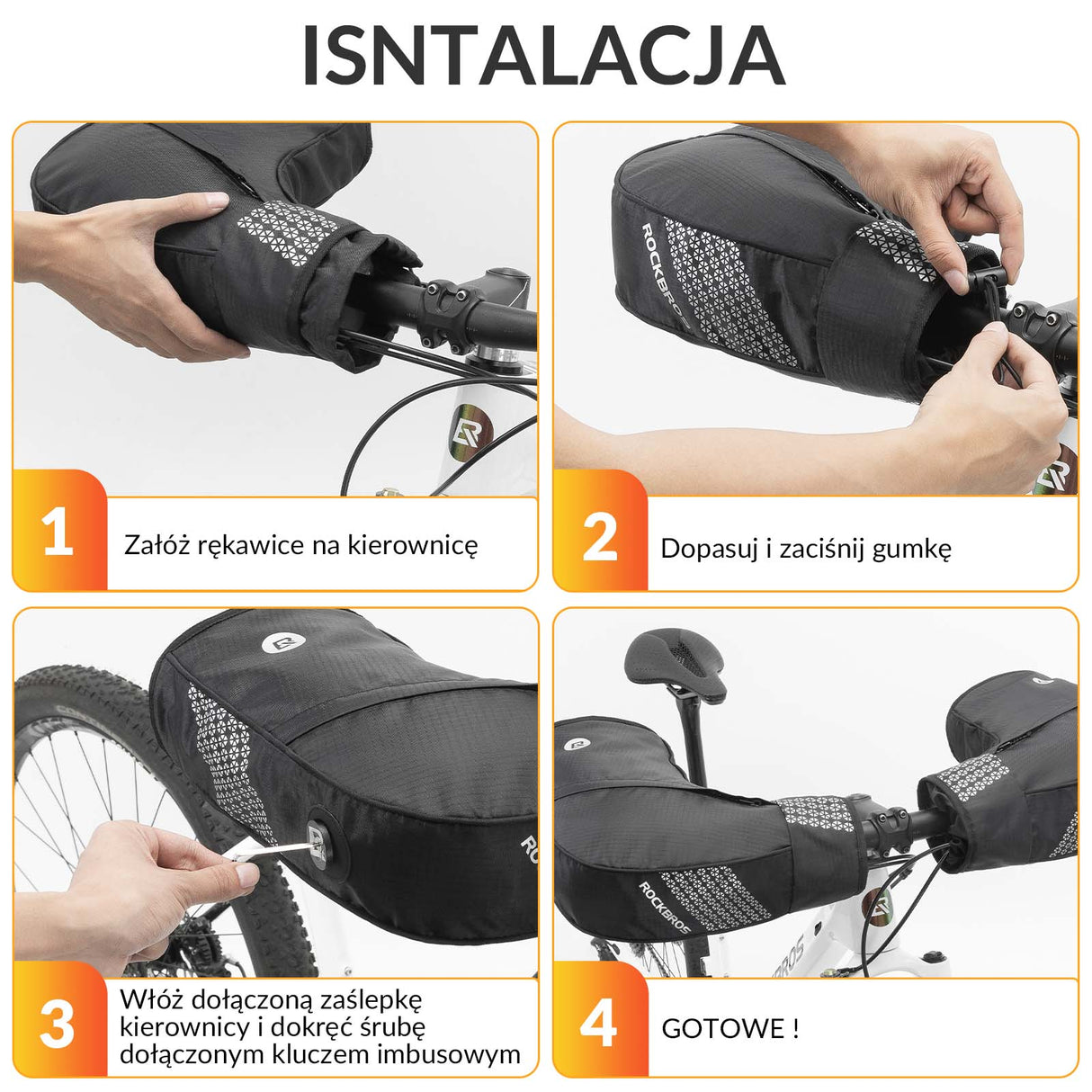 ROCKBROS ROCKBROS Rękawice Rowerowe Ocieplacz na Kierownicę Zimowe Termiczne Wodoodporne Rękawice na kierownice