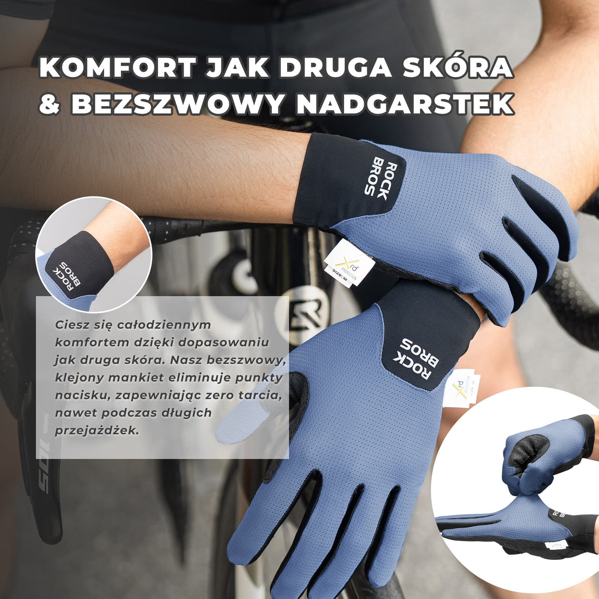 ROCKBROS Rękawiczki Rowerowe Touchscreen Z Amortyzacją Wiosenno-letni Cienki Styl-S403-1 Rękawiczki