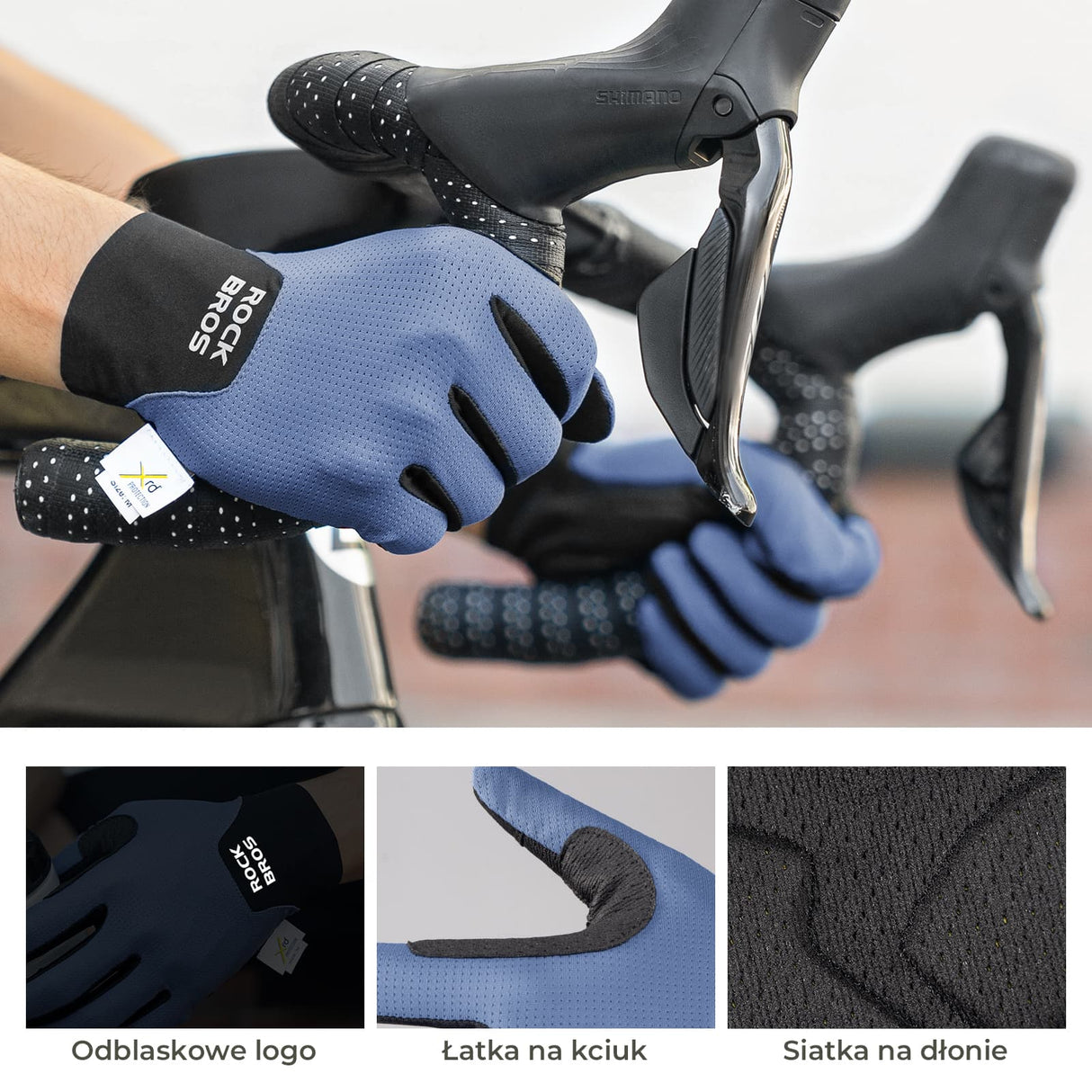 ROCKBROS Rękawiczki Rowerowe Touchscreen Z Amortyzacją Wiosenno-letni Cienki Styl-S403-1 Rękawiczki