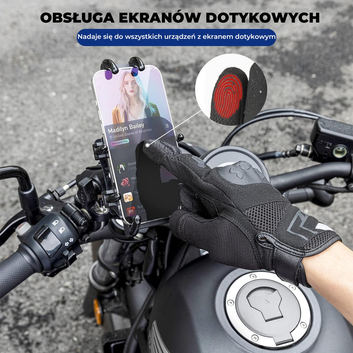 ROCKBROS Rękawice Motocyklowe Z Pełnymi Palcami I Ekranem Dotykowym Wiosna i Jesień-MT004 Rękawiczki