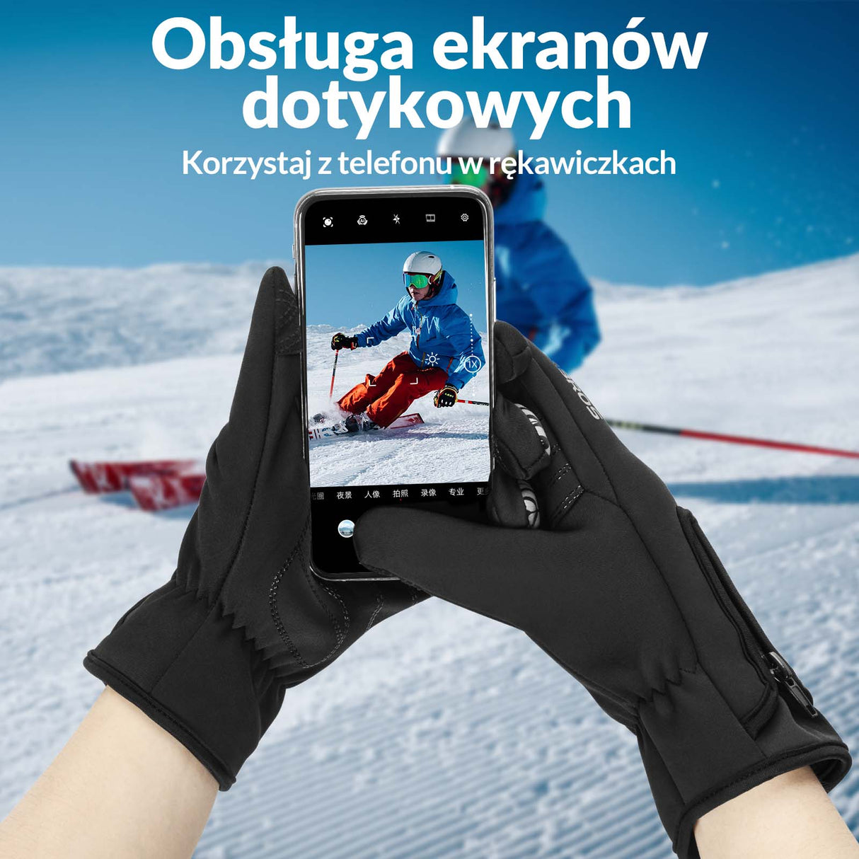 ROCKBROS Rękawice Zimowe Rękawiczki Rowerowe Dotykowe Antypoślizgowe Unisex Rękawiczki