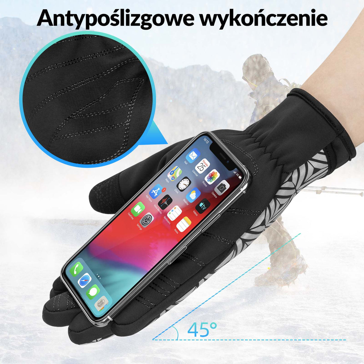 ROCKBROS Rękawice Zimowe Rękawiczki Rowerowe Dotykowe Antypoślizgowe Unisex Rękawiczki