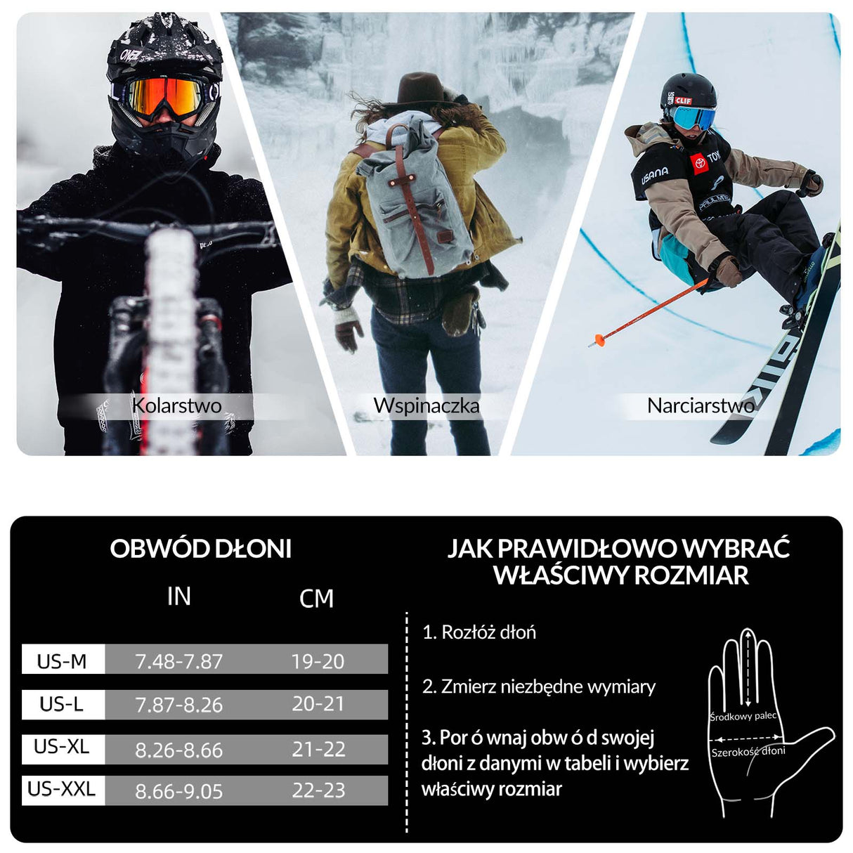 ROCKBROS Rękawice Zimowe Rękawiczki Rowerowe Dotykowe Antypoślizgowe Unisex Rękawiczki