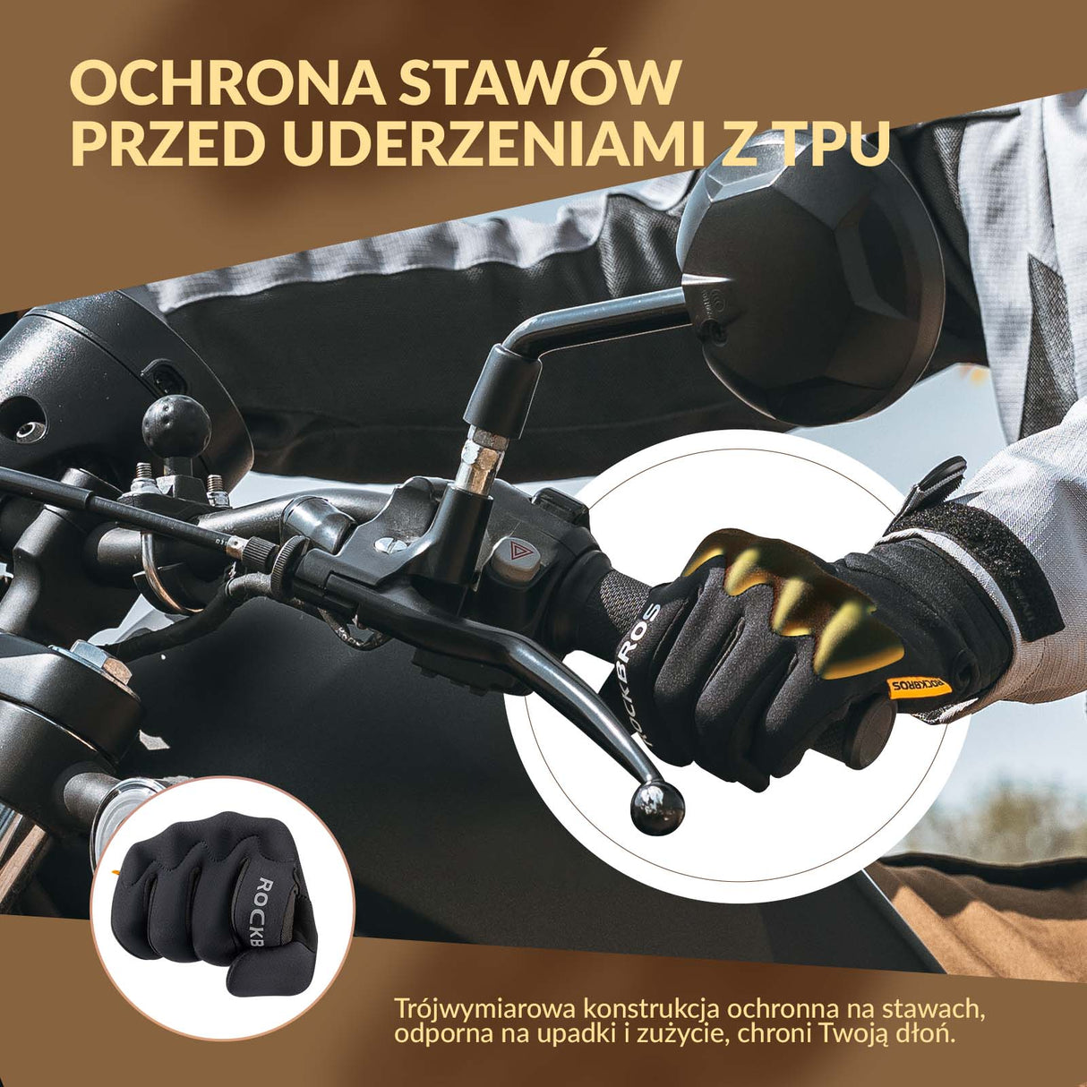 ROCKBROS Rękawiczki Rowerowe Antypoślizgowe i Wiatroszczelne Długopalczaste na Wiosnę i Jesień Rękawiczki