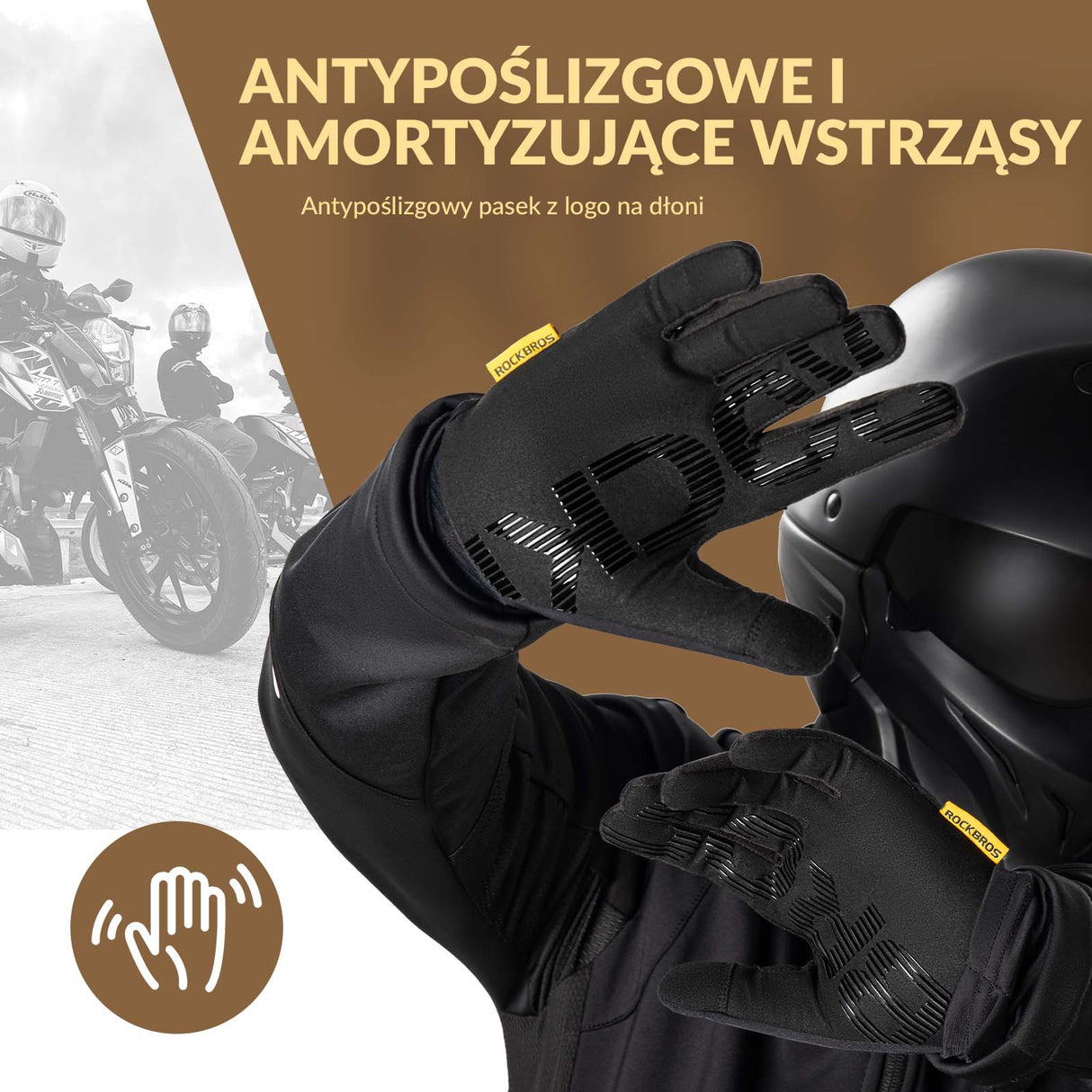 ROCKBROS Rękawiczki Rowerowe Antypoślizgowe i Wiatroszczelne Długopalczaste na Wiosnę i Jesień Rękawiczki