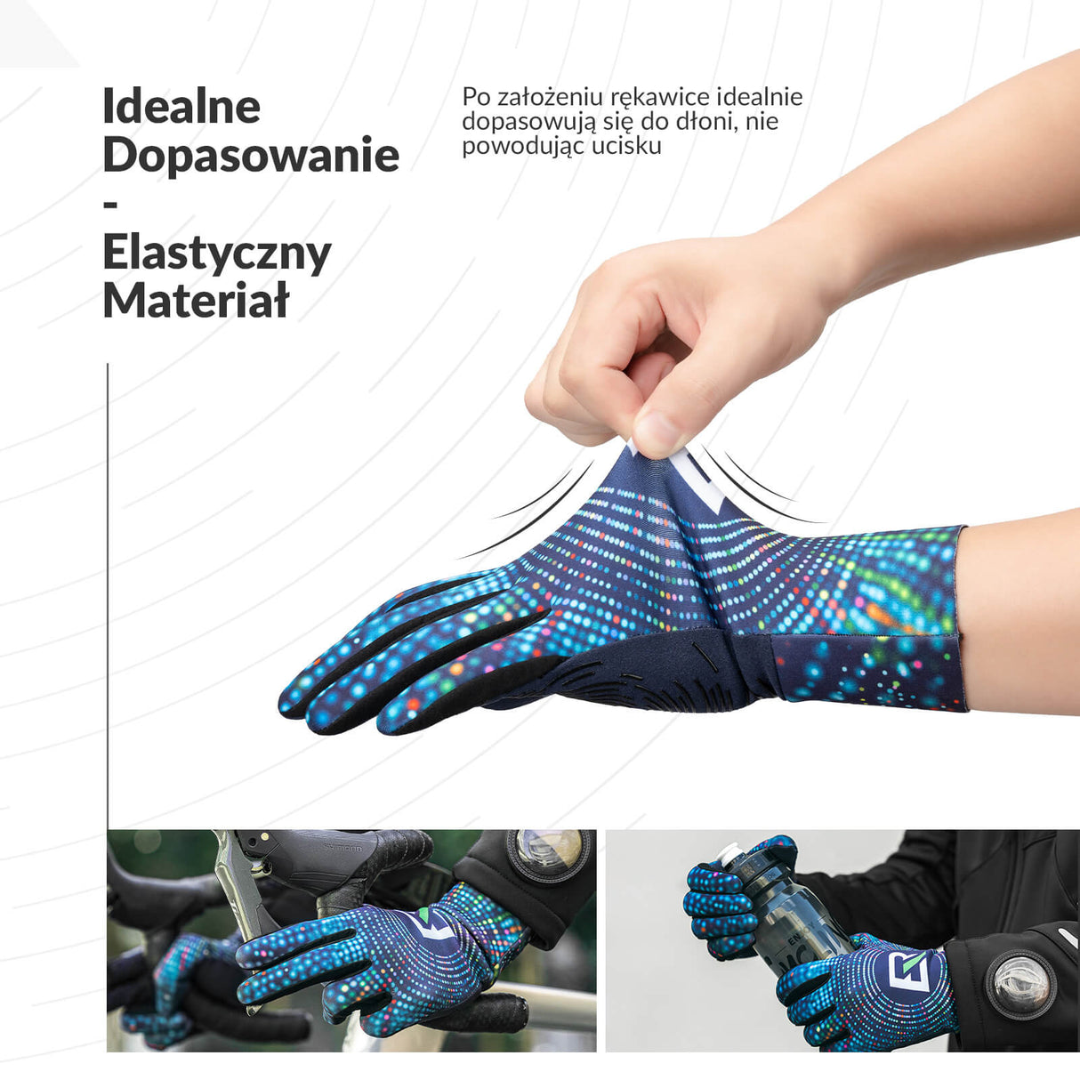 ROCKBROS Rękawiczki Rowerowe Wiosna i Jesień Antypoślizgowe Unisex M-XXL Rękawiczki