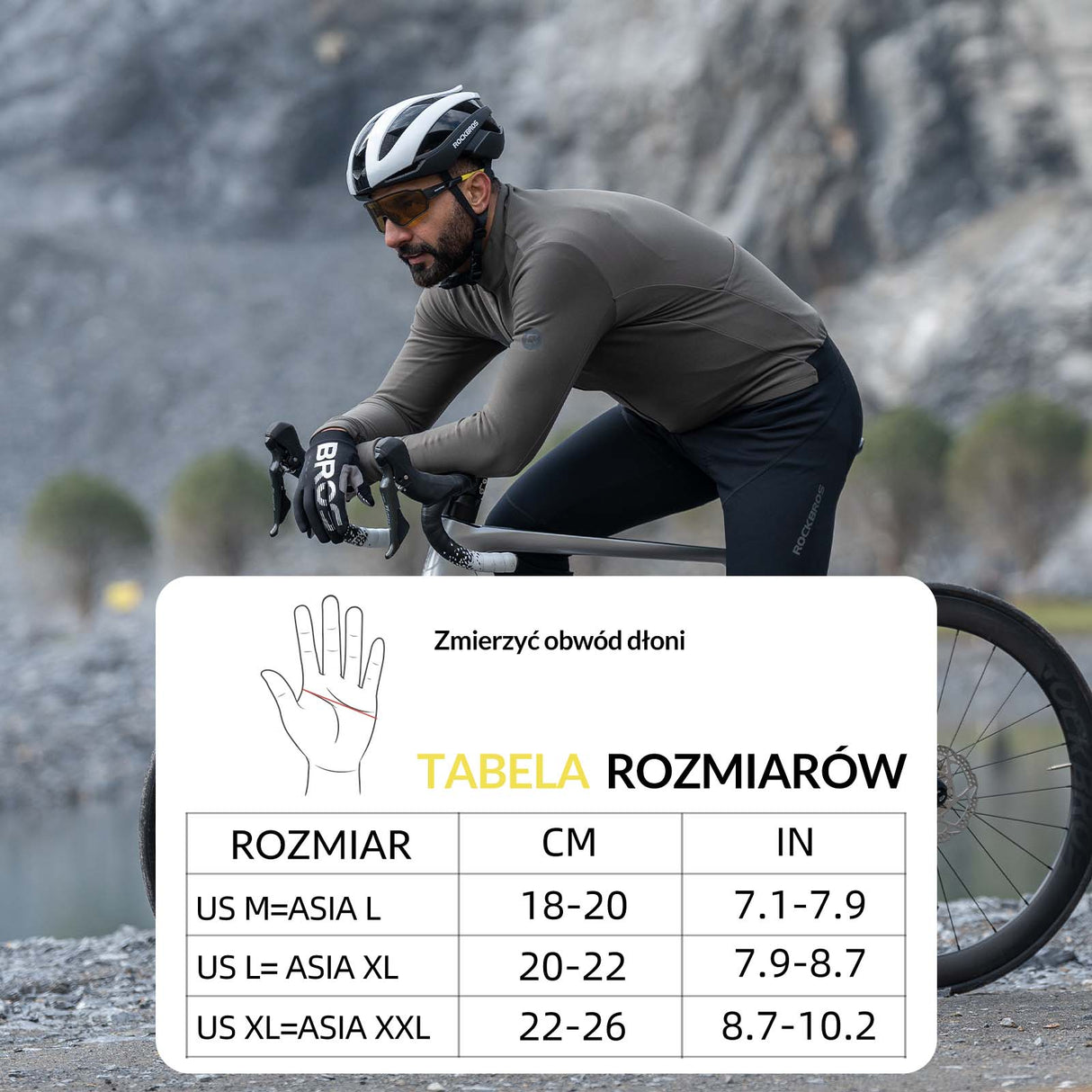 ROCKBROS Rękawiczki Rowerowe Kolarskie Długie Dotykowe Wiosna i Jesień Rękawiczki