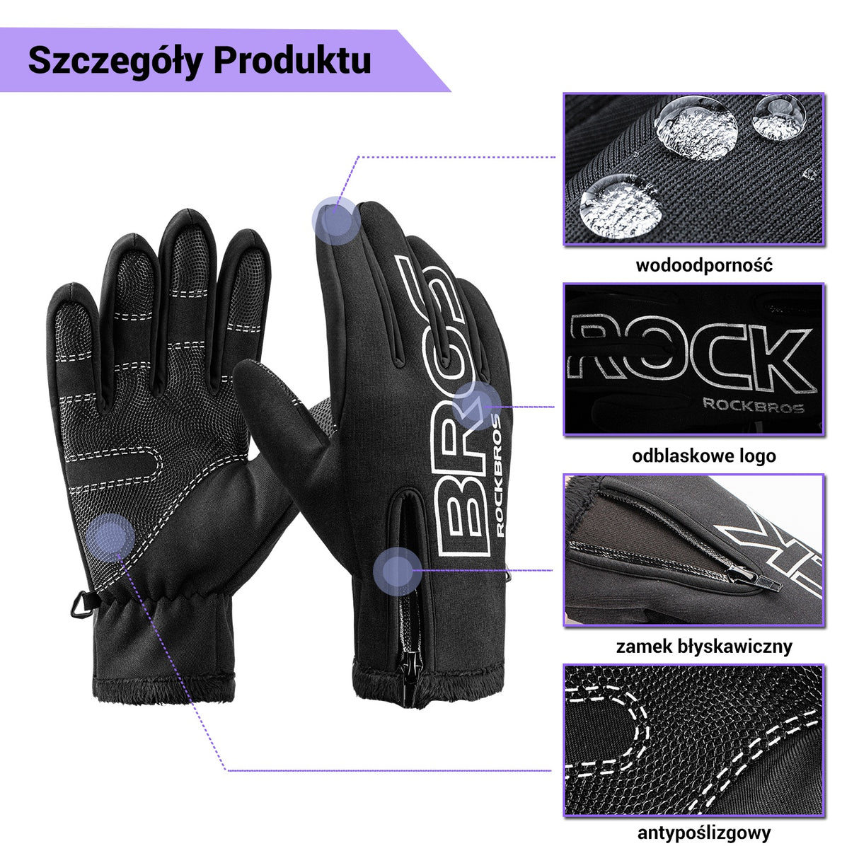 ROCKBROS Zimowe Rękawiczki Rowerowe na Całych Palcach dla Kobiet i Mężczyzn Rękawiczki