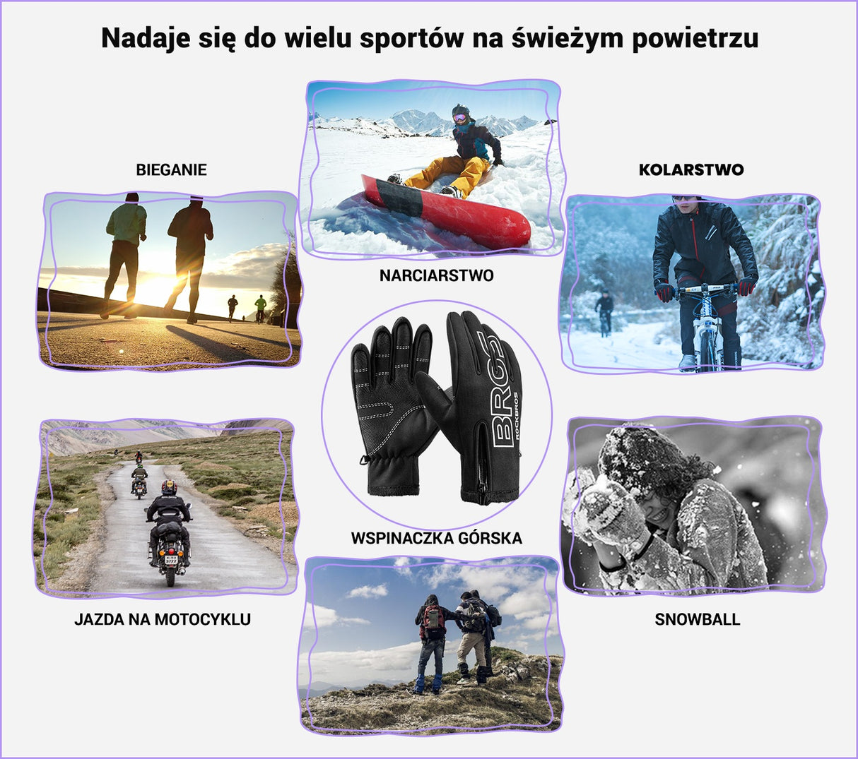 ROCKBROS Zimowe Rękawiczki Rowerowe na Całych Palcach dla Kobiet i Mężczyzn Rękawiczki