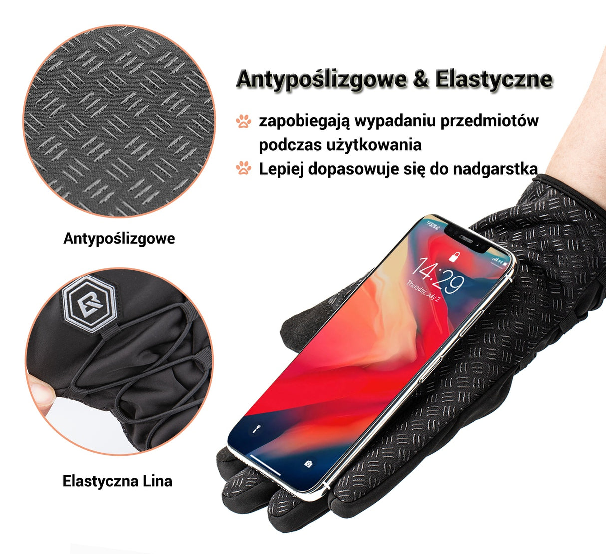 ROCKBROS Zimowe Rękawiczki Rowerowe na Całych Palcach dla Kobiet i Mężczyzn Rękawiczki