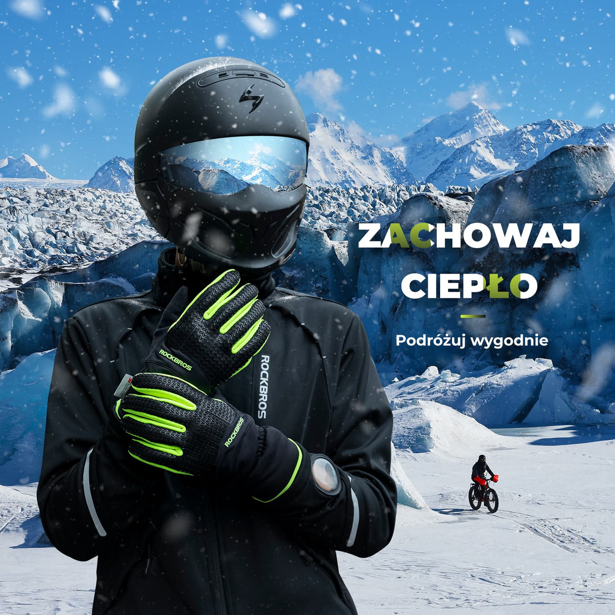ROCKBROS Rękawice KPU Z Długimi Palcami I Grubymi Palcami Umożliwiają Dotykanie Ekranów Zimowe -S339 Rękawiczki