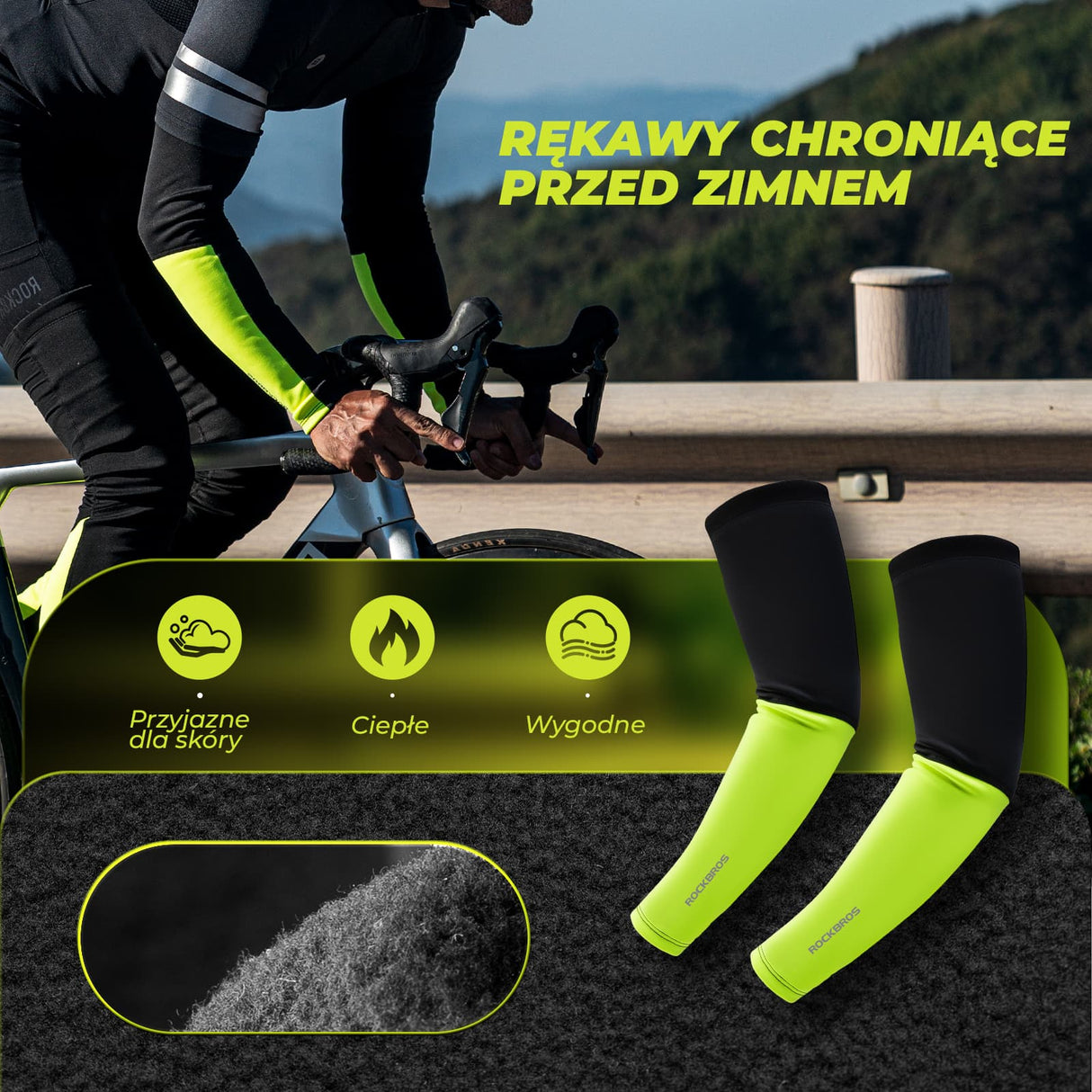 ROCKBROS Rękawki Zimowe Sportowe Pogrubiona Podszewka Elastzcyne-XT089 Rękawy