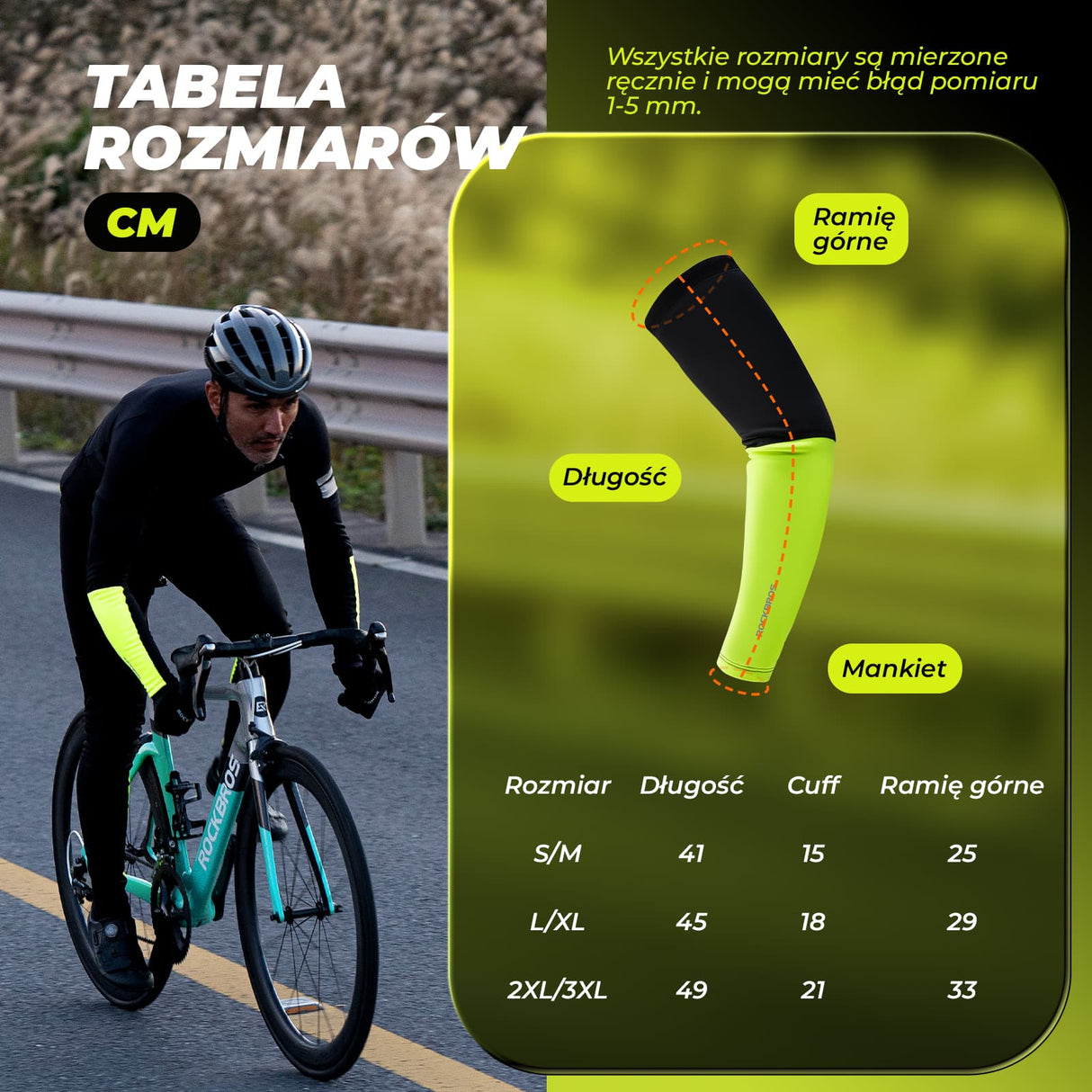 ROCKBROS Rękawki Zimowe Sportowe Pogrubiona Podszewka Elastzcyne-XT089 Rękawy