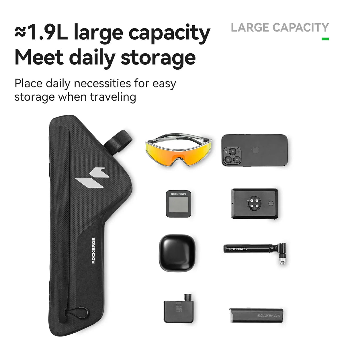 ROCKBROS RideMate Torba na Ramę 100% Wodoodporna, 1,9 L na Rurę Dolną-AS-152 Torba na dolną rurę