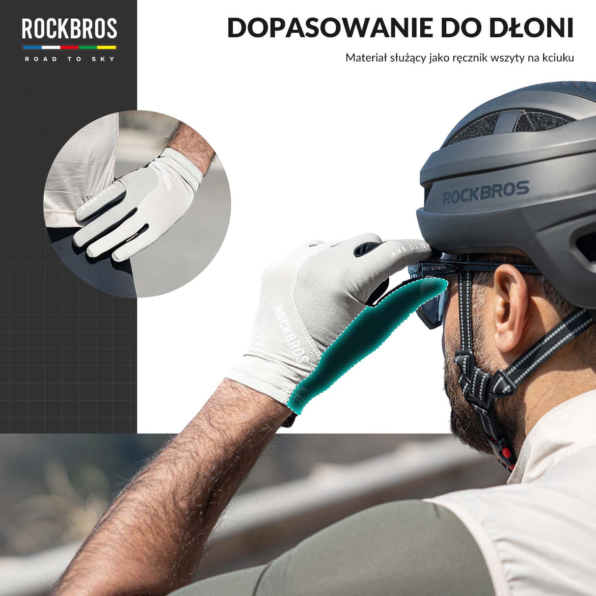 ROCKBROS Rękawiczki Rowerowe Pełne Palce Dotykowe Oddychające Unisex Lato Rękawiczki