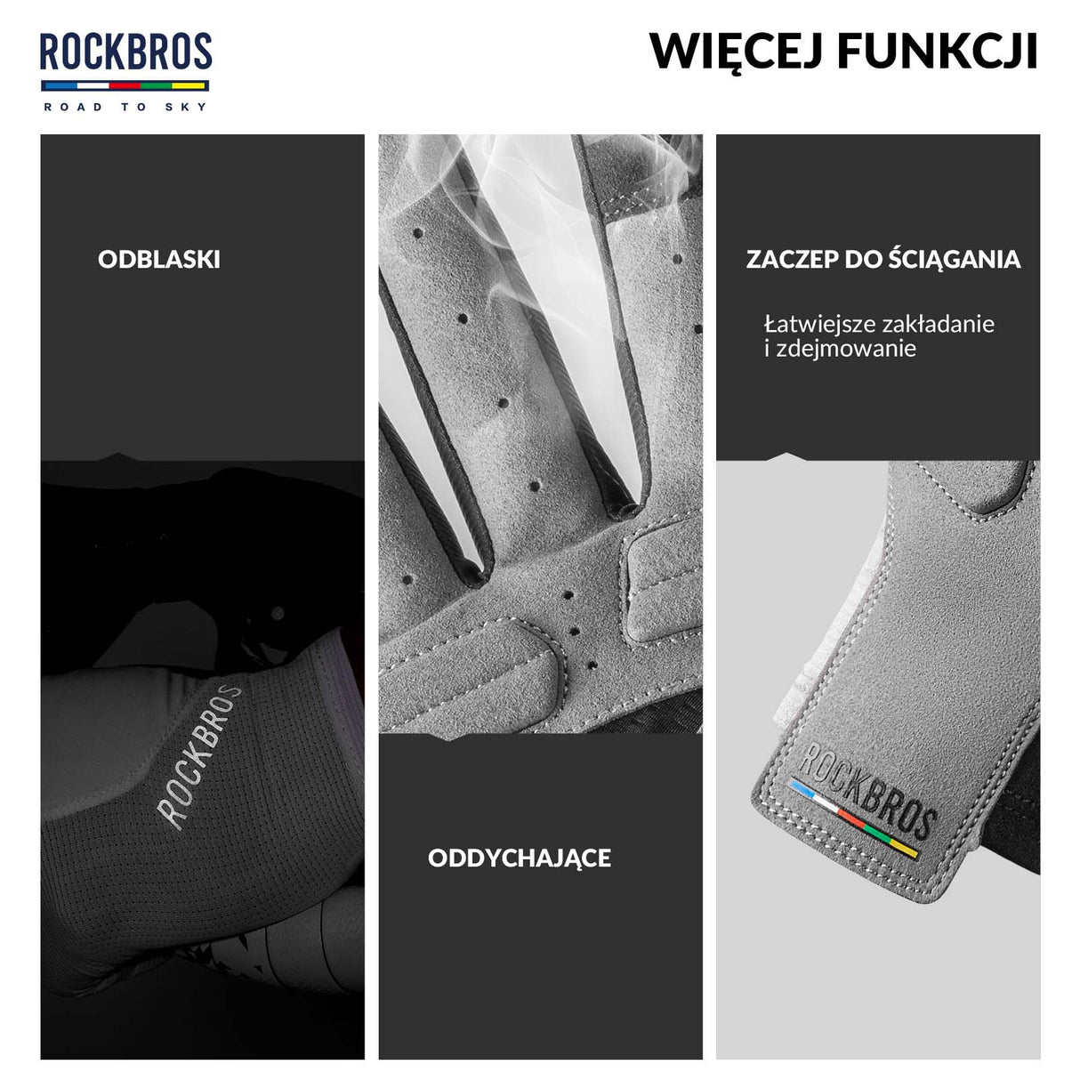 ROCKBROS Rękawiczki Rowerowe Pełne Palce Dotykowe Oddychające Unisex Lato Rękawiczki