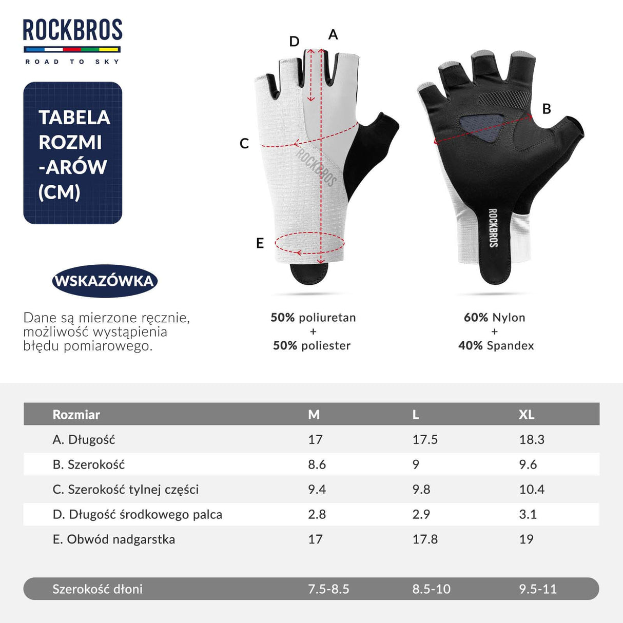 ROCKBROS ROAD TO SKY Rękawiczki Rowerowe Krótkie Odblaskowe Rękawice Treningowe Unisex | ROCKBROS Rękawiczki