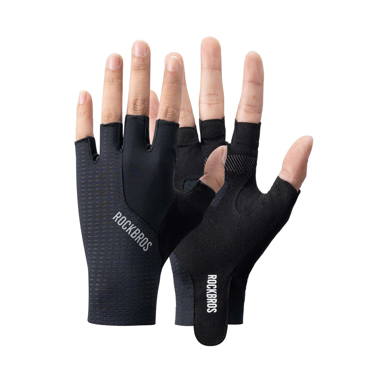 ROCKBROS ROAD TO SKY Rękawiczki Rowerowe Krótkie Odblaskowe Rękawice Treningowe Unisex | ROCKBROS RękawiczkiCzarny M