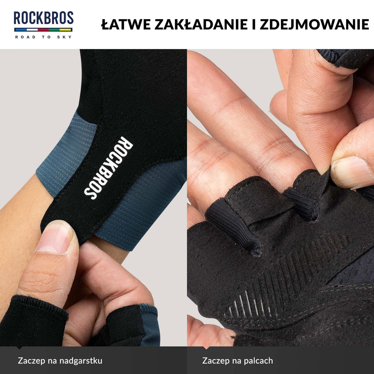 ROCKBROS ROAD TO SKY Rękawiczki Rowerowe Krótkie Odblaskowe Rękawice Treningowe Unisex | ROCKBROS Rękawiczki