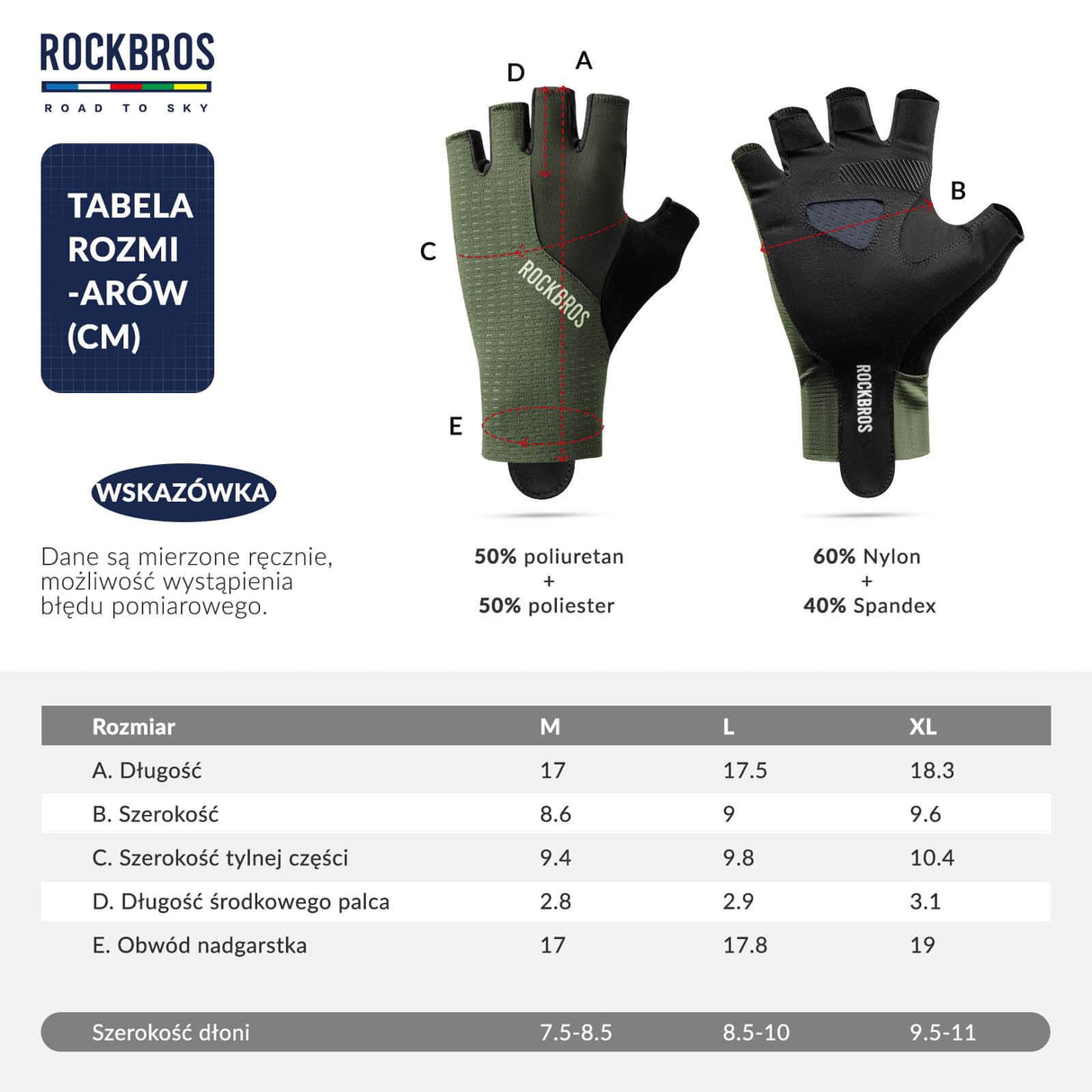 ROCKBROS ROAD TO SKY Rękawiczki Rowerowe Krótkie Odblaskowe Rękawice Treningowe Unisex | ROCKBROS Rękawiczki