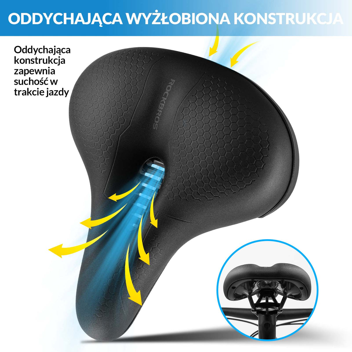 ROCKBROS ROCKBROS Siodełko Rowerowe Ergonomiczne Wodoodporne Siedzisko Memory Foam Siodełka rowerowe