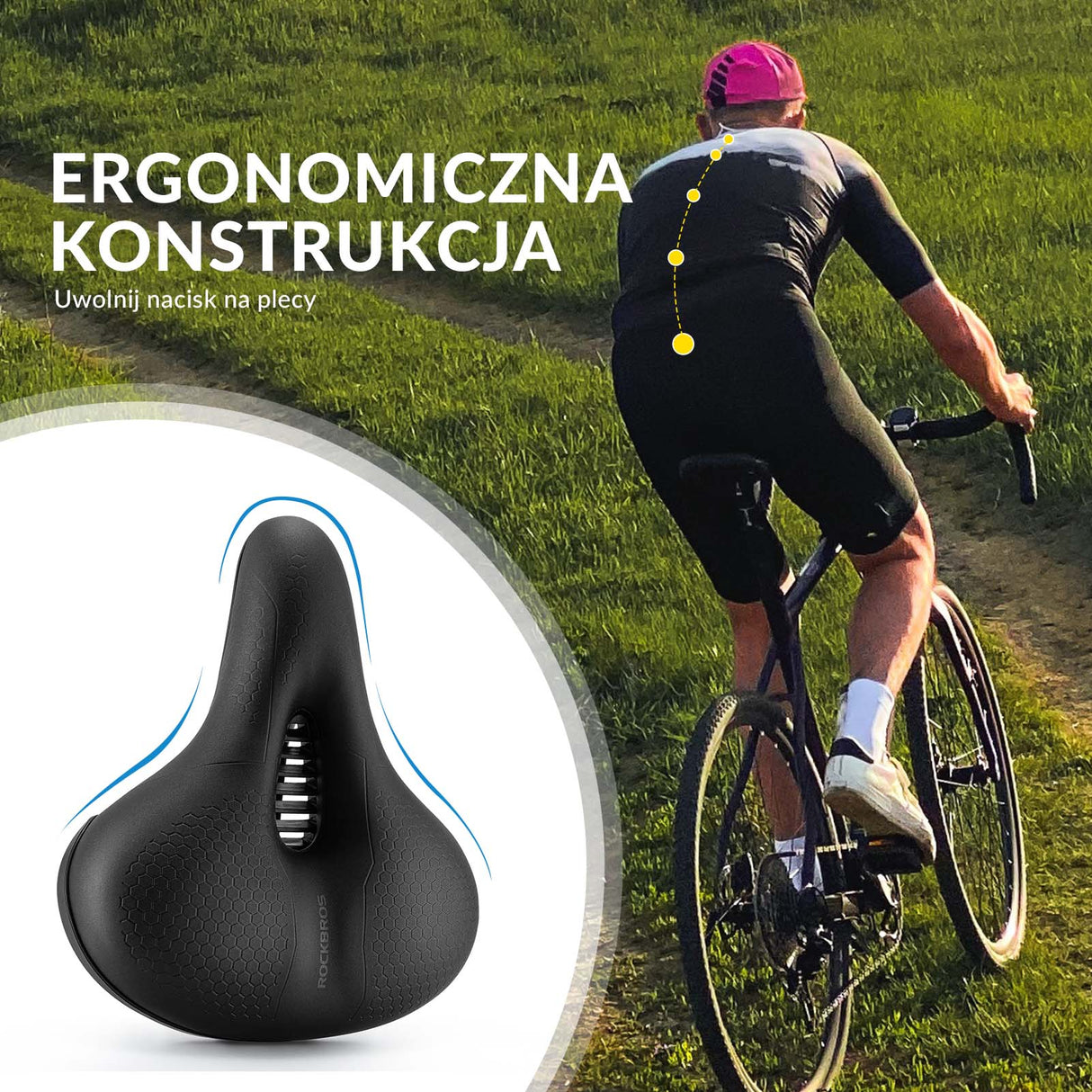ROCKBROS ROCKBROS Siodełko Rowerowe Ergonomiczne Wodoodporne Siedzisko Memory Foam Siodełka rowerowe