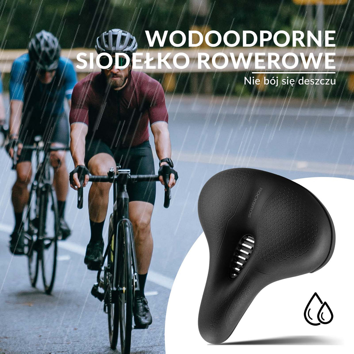 ROCKBROS ROCKBROS Siodełko Rowerowe Ergonomiczne Wodoodporne Siedzisko Memory Foam Siodełka rowerowe