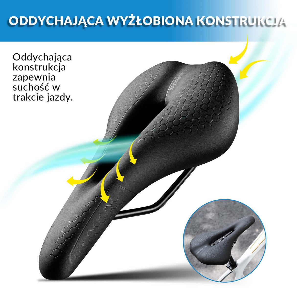 ROCKBROS ROCKBROS Siodełko Rowerowe Ergonomiczne Wodoodporne Siedzisko Memory Foam Siodełka rowerowe