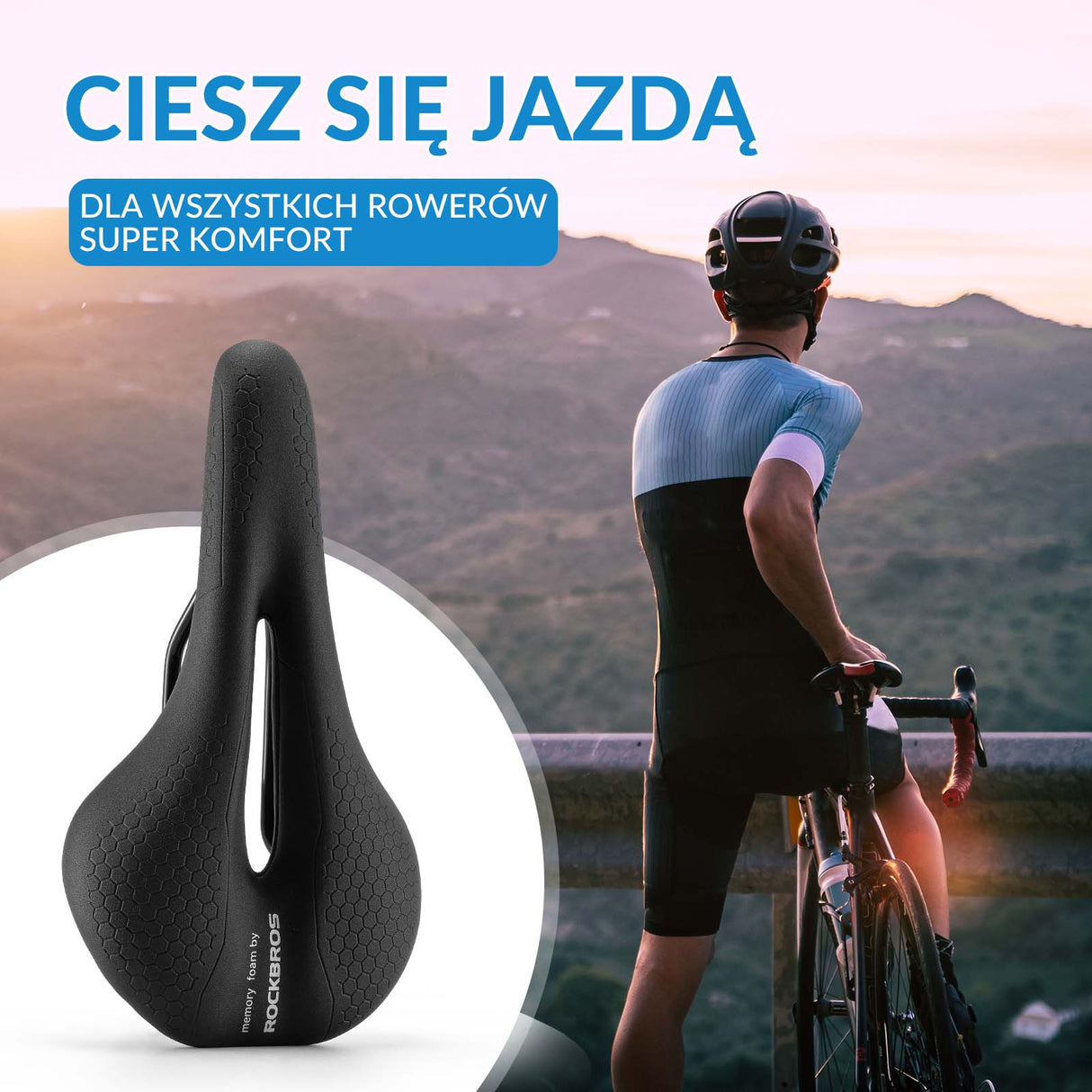 ROCKBROS ROCKBROS Siodełko Rowerowe Ergonomiczne Wodoodporne Siedzisko Memory Foam Siodełka rowerowe