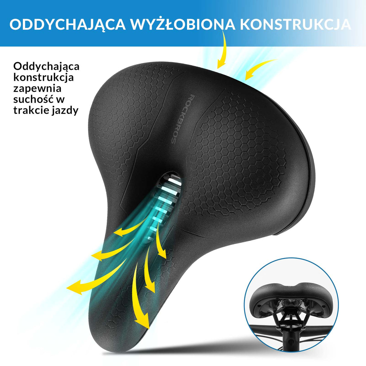 ROCKBROS ROCKBROS Siodełko Rowerowe Ergonomiczne Wodoodporne Siedzisko Memory Foam Siodełka rowerowe