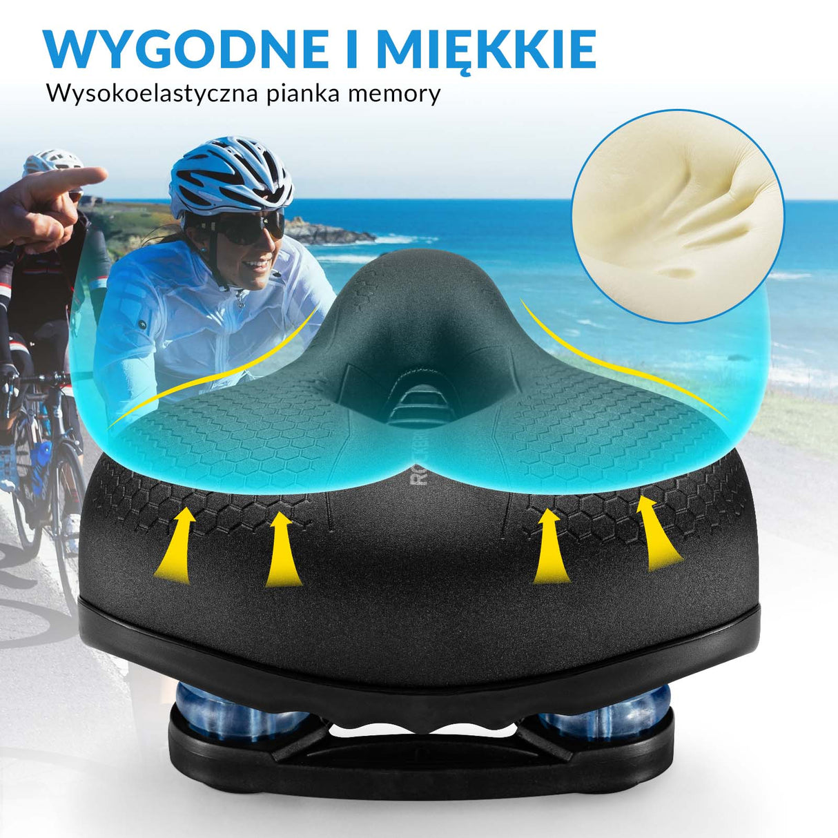 ROCKBROS ROCKBROS Siodełko Rowerowe Ergonomiczne Wodoodporne Siedzisko Memory Foam Siodełka rowerowe