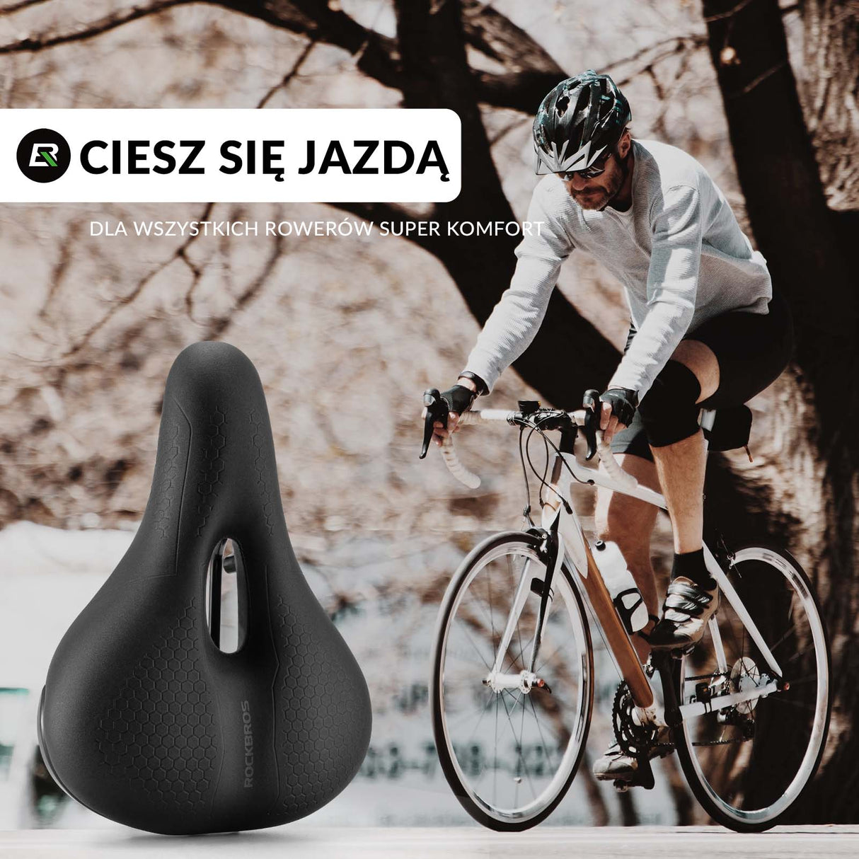 ROCKBROS ROCKBROS Siodełko Rowerowe Ergonomiczne Wodoodporne Siedzisko Memory Foam Siodełka rowerowe