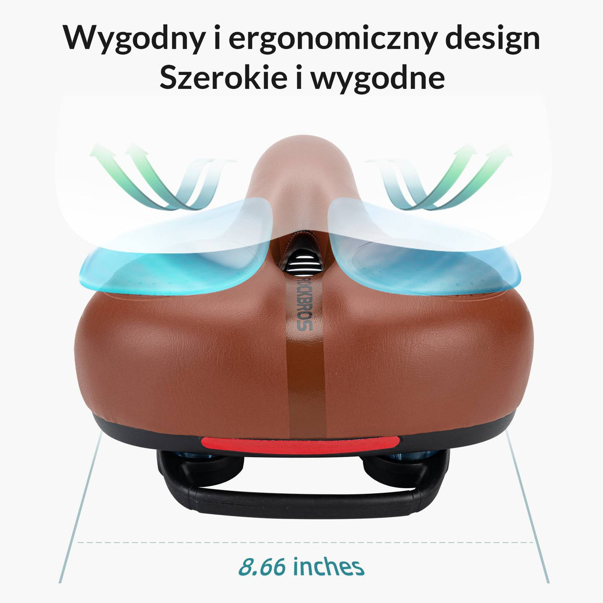 ROCKBROS-PL Siodełko Rowerowe Ergonomiczne Wygodne Szerokie Amortyzujące Siodełka rowerowe
