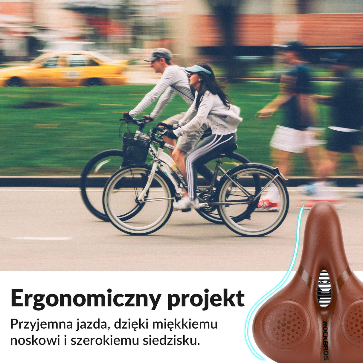 ROCKBROS-PL Siodełko Rowerowe Ergonomiczne Wygodne Szerokie Amortyzujące Siodełka rowerowe