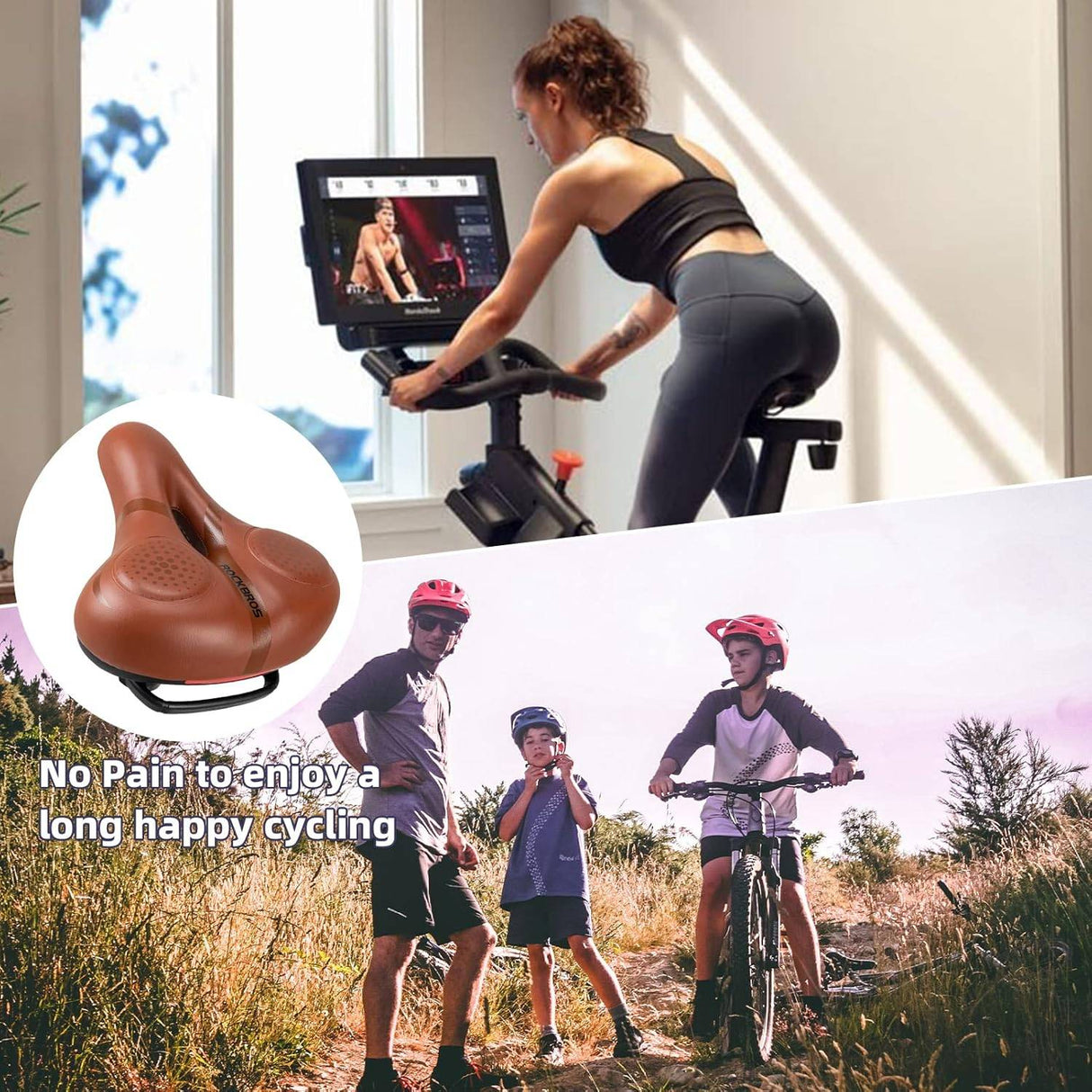 ROCKBROS-PL Siodełko Rowerowe Ergonomiczne Wygodne Szerokie Amortyzujące Siodełka rowerowe