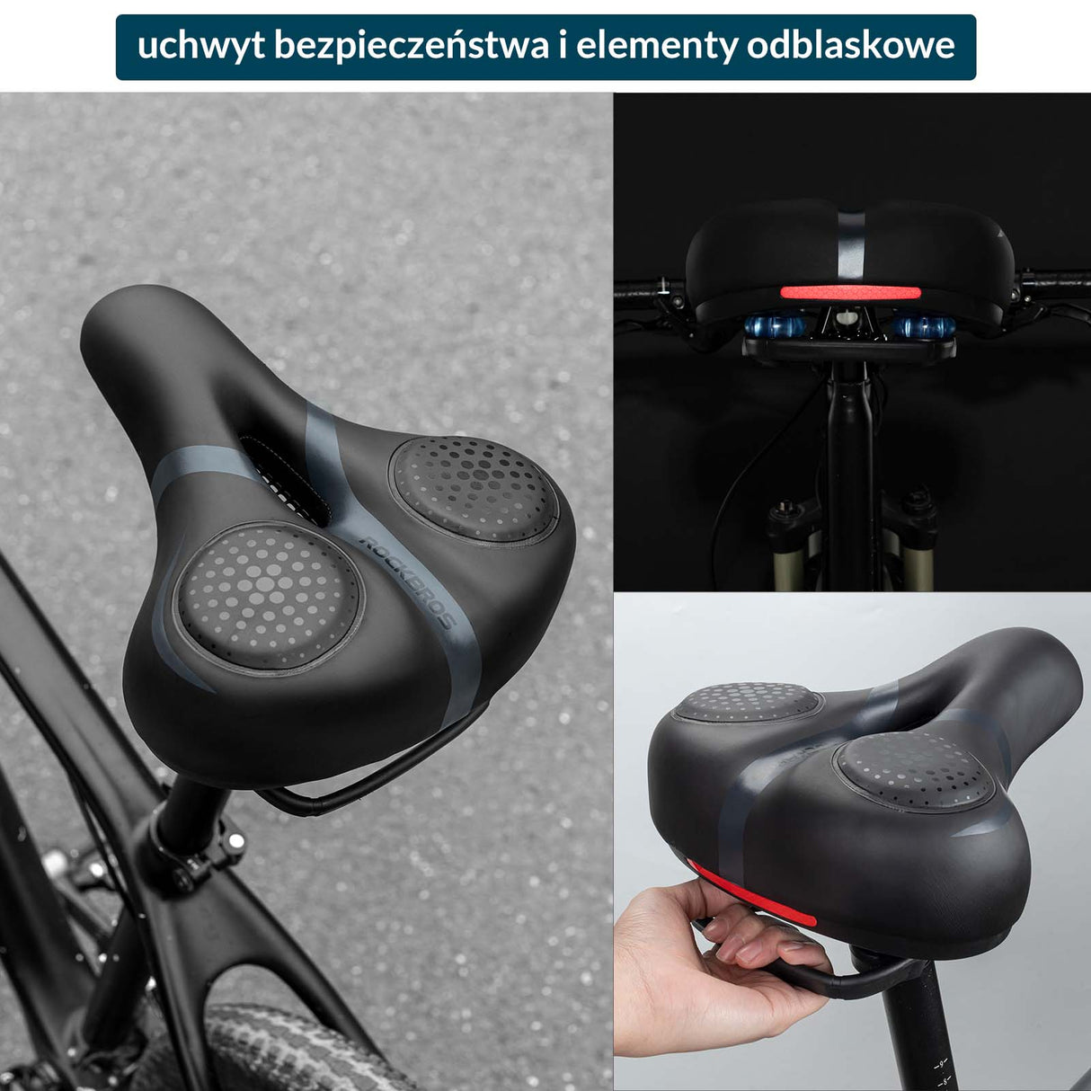 ROCKBROS-PL Siodełko Rowerowe Ergonomiczne Wygodne Szerokie Amortyzujące Siodełka rowerowe