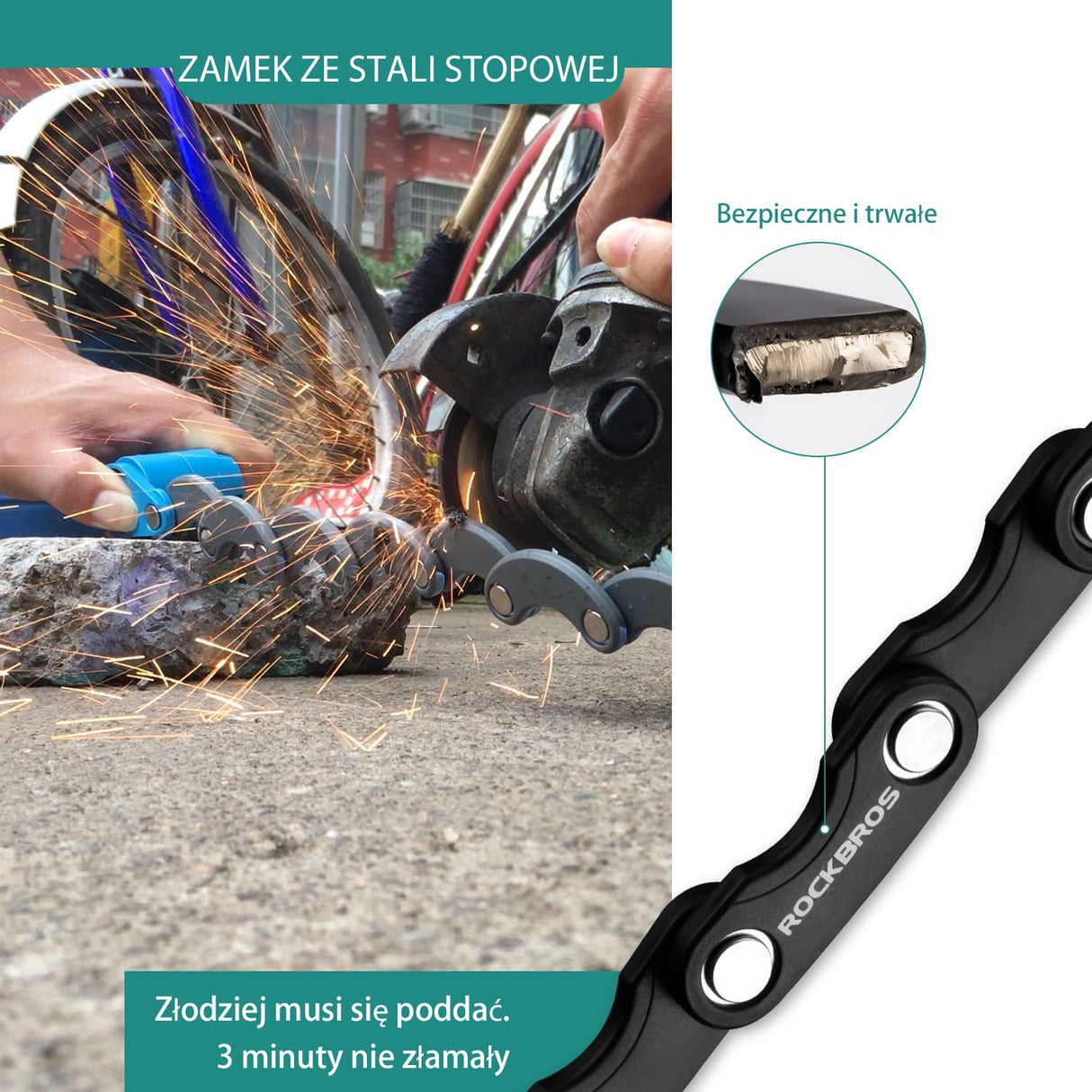 ROCKBROS Składana Blokada Rowerowa 70 cm/65cm Zapięcia