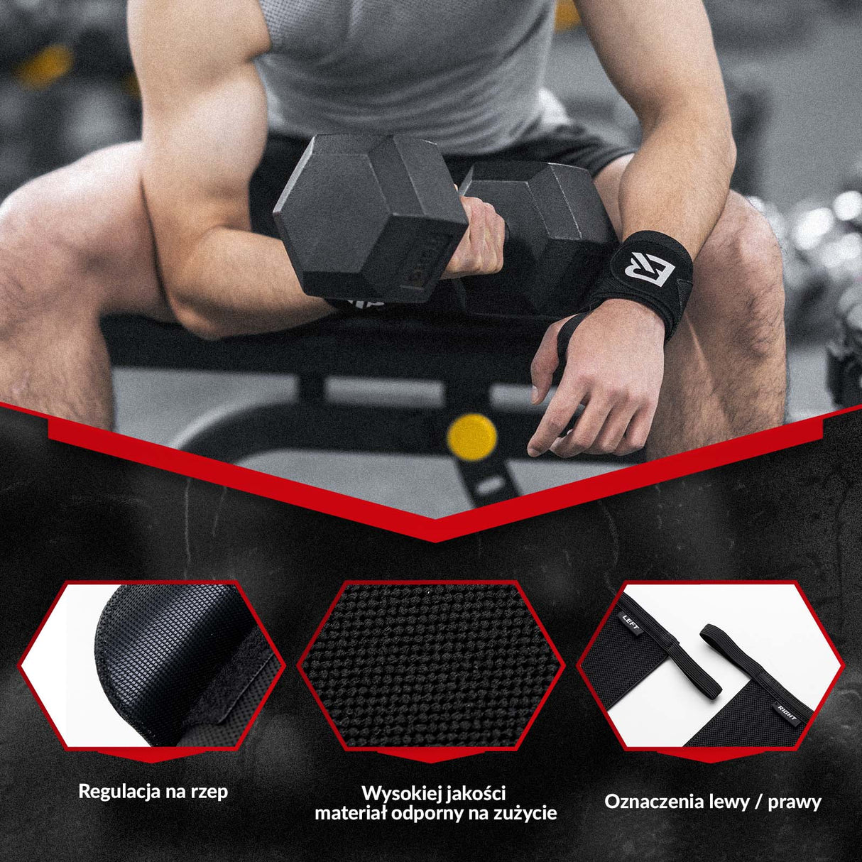 ROCKBROS Sportowe Bandaże na Nadgarstek do Treningu i Fitnessu 45 cm 1 Para