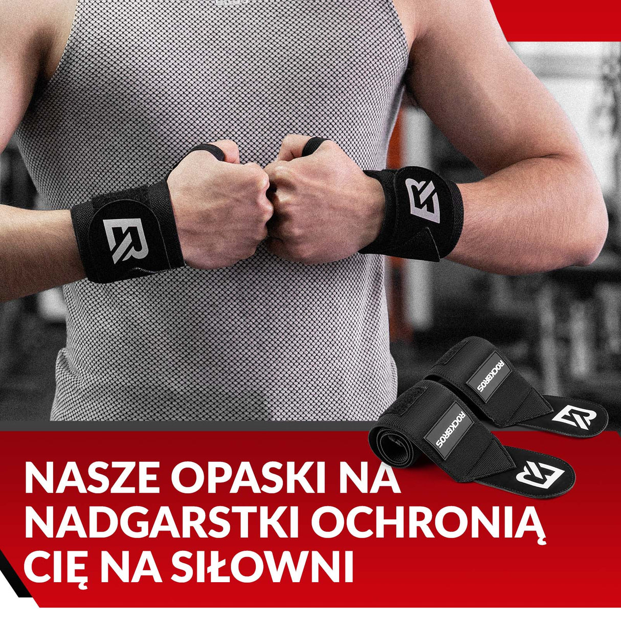 ROCKBROS Sportowe Bandaże na Nadgarstek do Treningu i Fitnessu 45 cm 1 Para