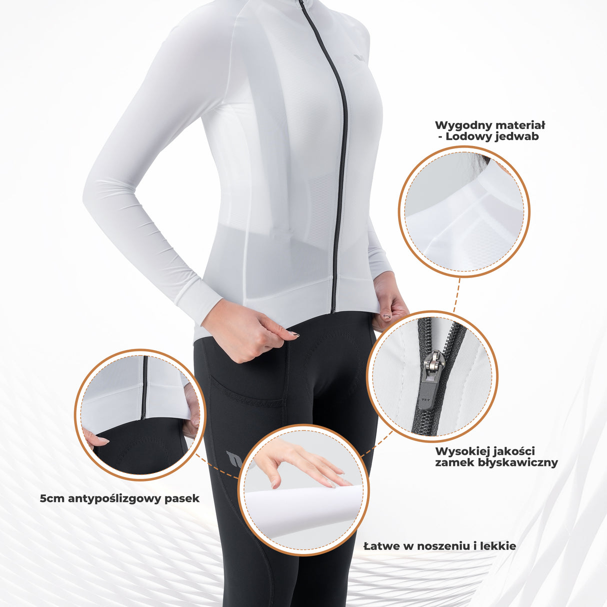 ROCKBROS TVI Damska Wygodna Koszulka Rowerowa z Jedwabiu Lodowego-YDWT004 Koszulki