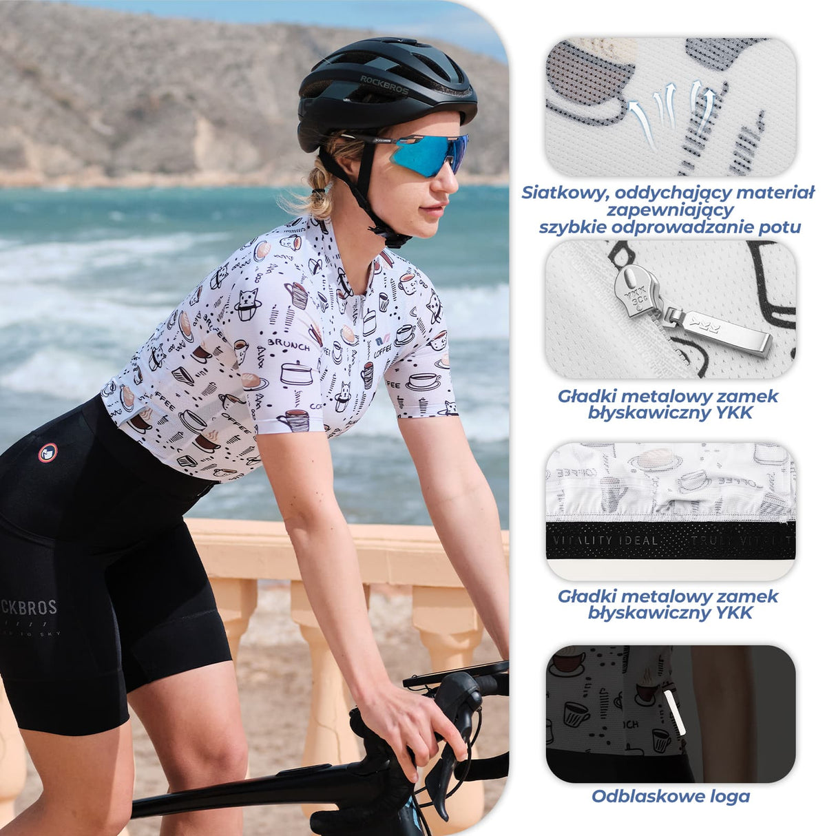 ROCKBROS TVI Damska Koszulka Rowerowa Szybkoschnąca i Stylowa Koszulki