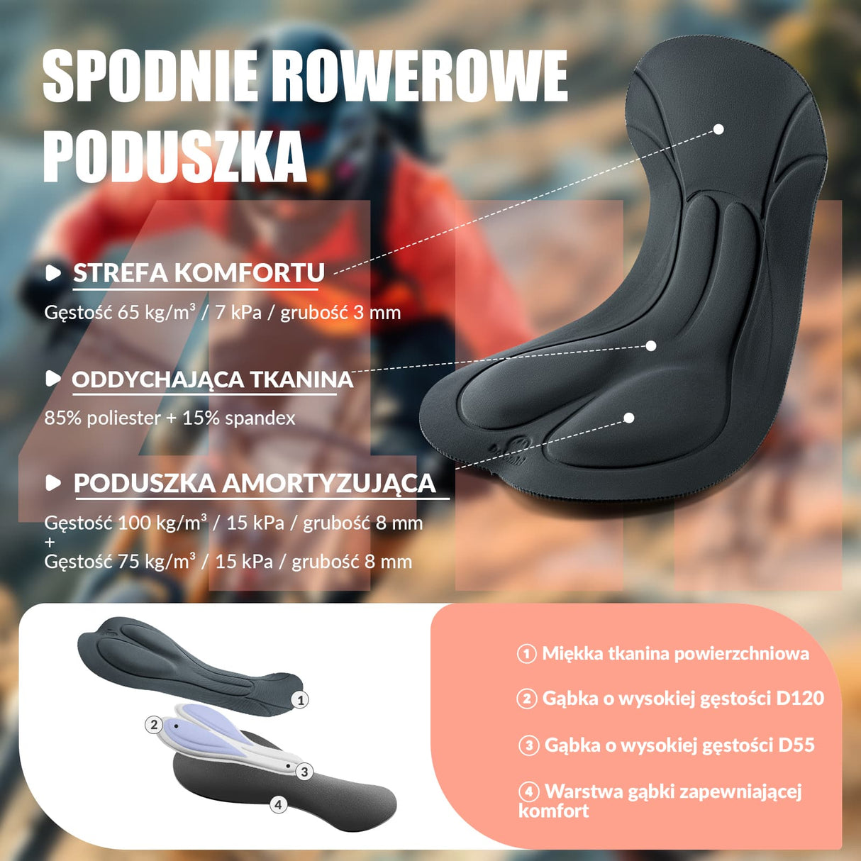 TVI Damskie Spodenki Rowerowe Na Szelkach Z Wkładką - YDDK005