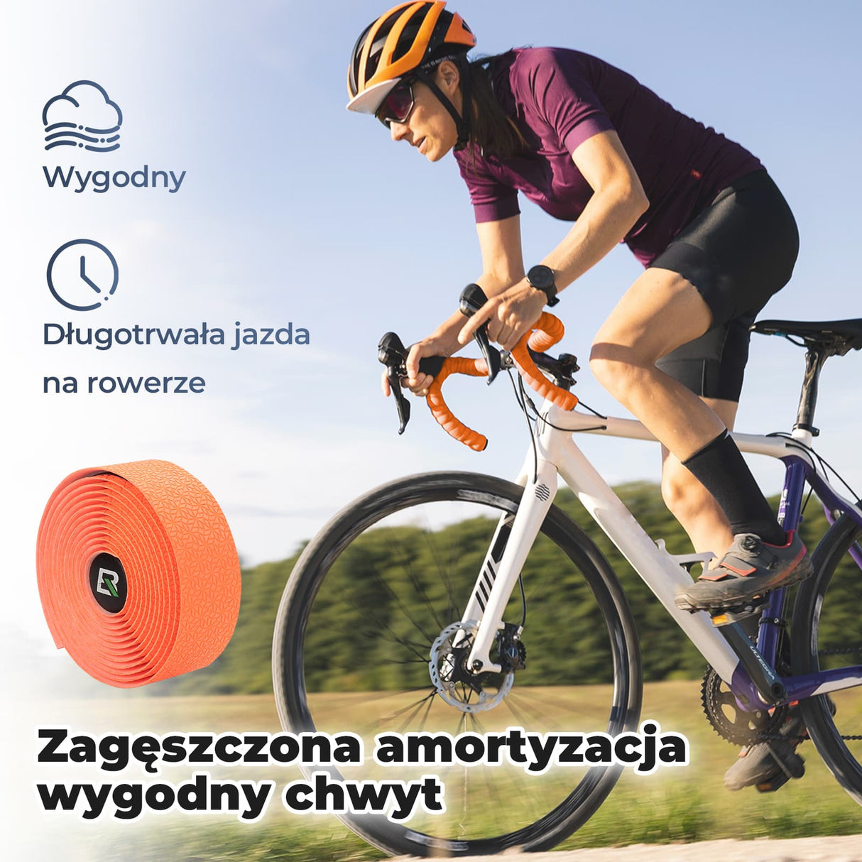 ROCKBROS Taśma na Kierownicę Super Długa 220 Cm do Rowerów Szosowych MTB i Miejskich Taśmy na kierownicę